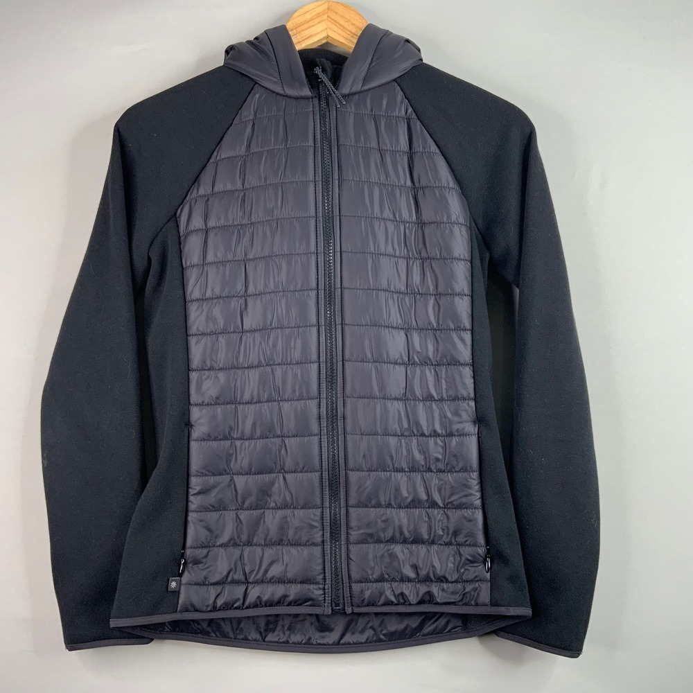 Athleta Girl Kids XL Black‎ Quilted Puffer Jacket Hoodie Full Zip Activewear